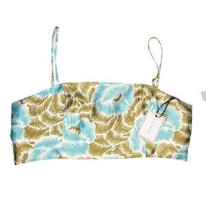 NWT 1 State Women's Floral Green Blue Crop Top Size Large